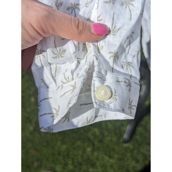 Long Sleeve Summer Button-up Top Palm Trees CORE Life Linen Small SM S - Picture 6 of 8